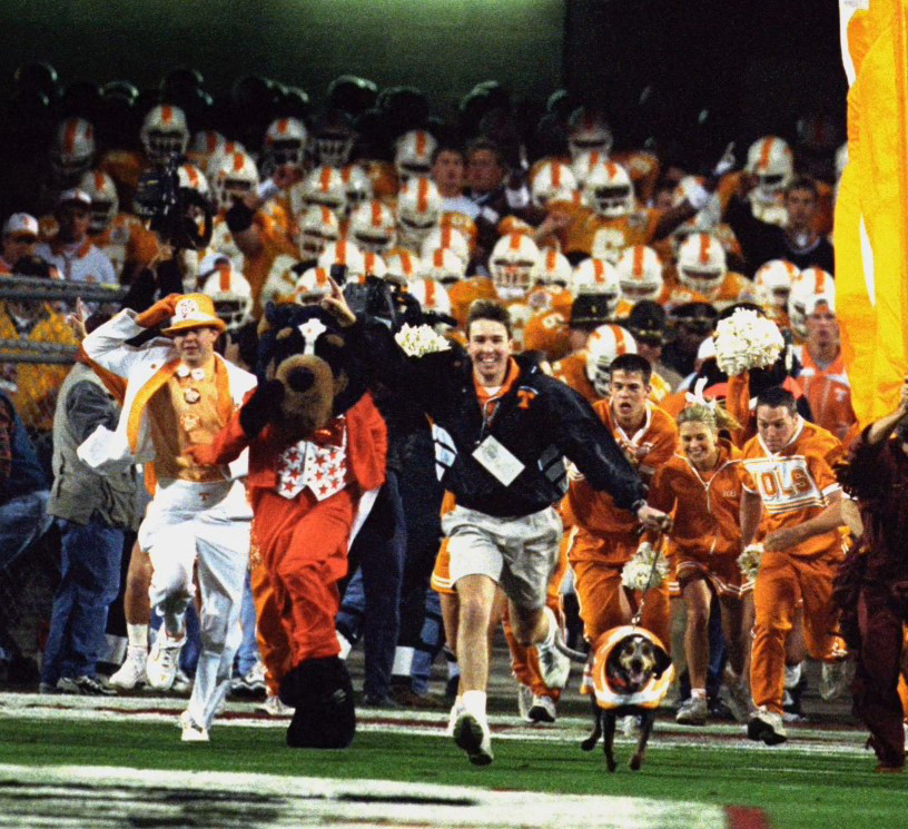 J.R. Green - The Big Orange Tux Guy - Running out with the University of Tennessee's Football Team